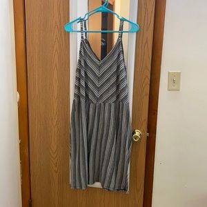Black and white asymmetrical striped sundress